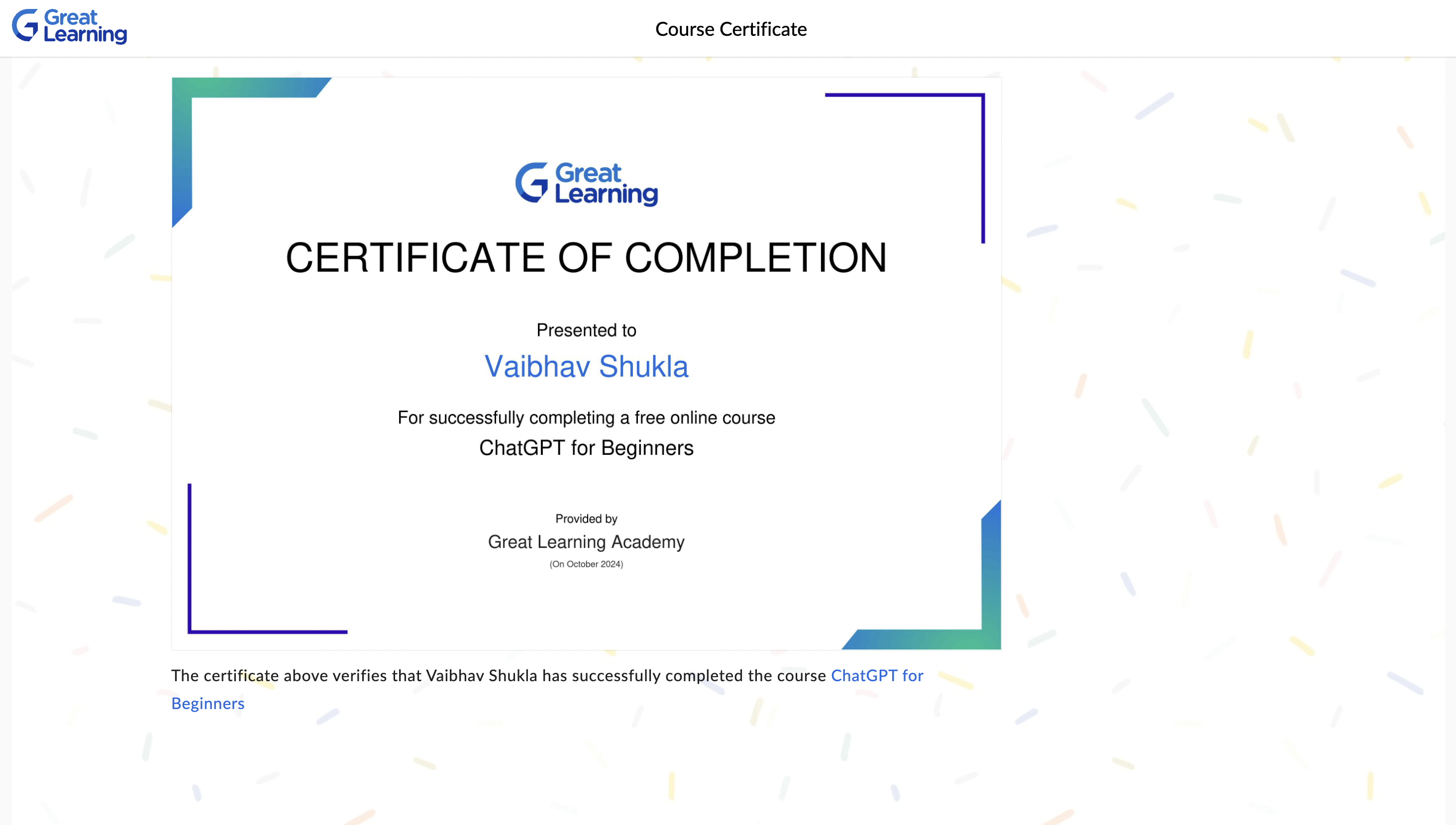 ChatGPT for Beginners Certificate